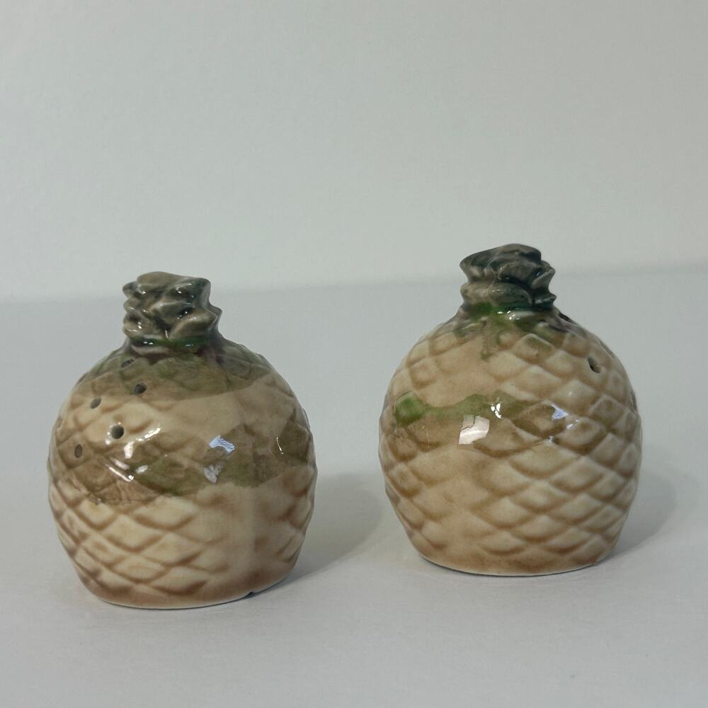 Vintage Pineapple Salt Pepper Shakers Japan Ceramic Mid Century MCM Kitchen Tiki